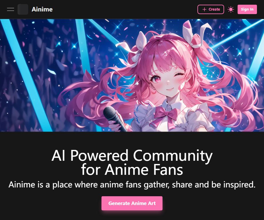 Ainime - AI Powered Creative Comunity for Anime Fans