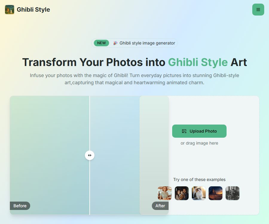 Ghibli Style - AI Photo to Anime Style Generator