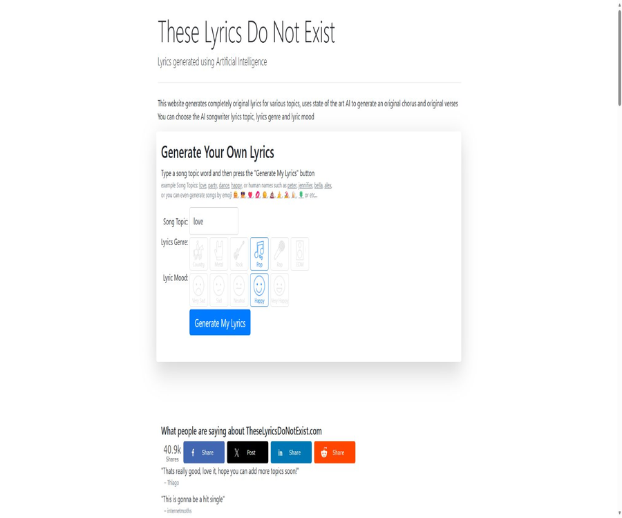 AI Lyrics Generator