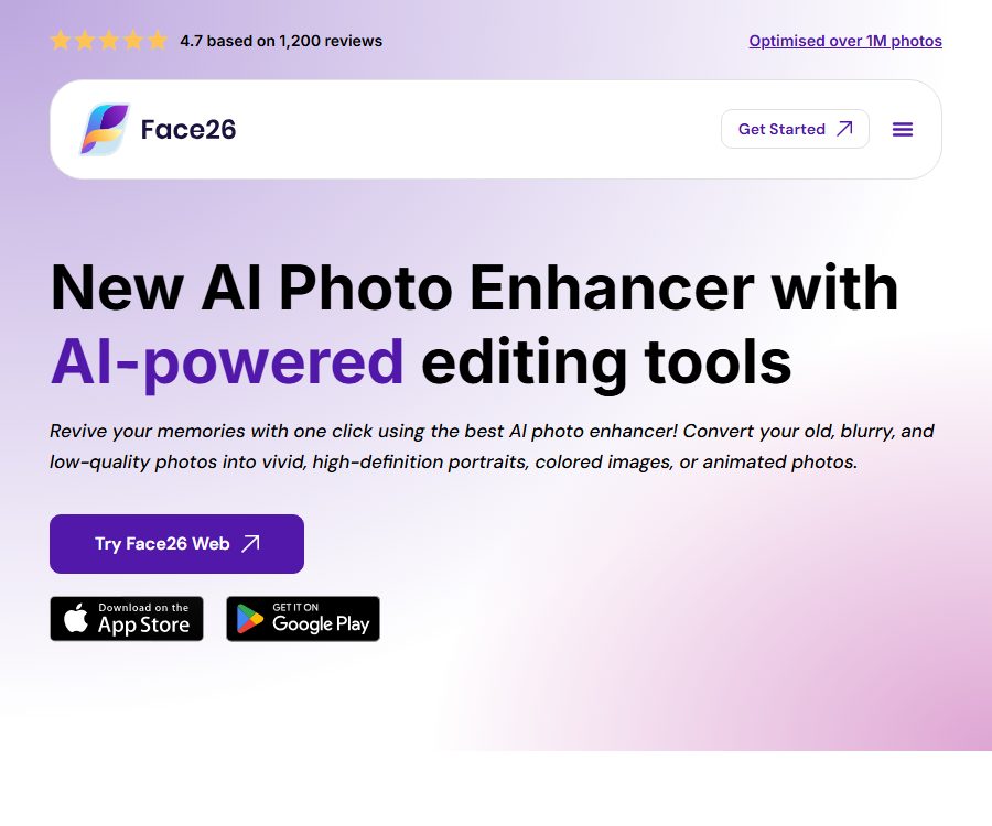 Face26 - AI Photo Enhancer to transform old Memories