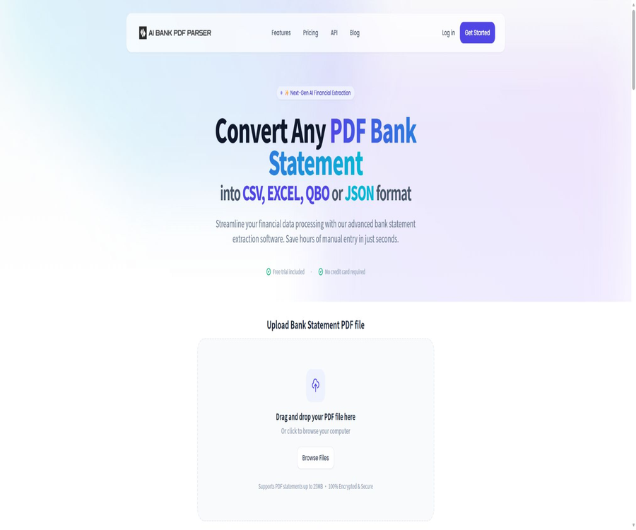 Convert PDF bank statements to CSV, XLSX, QBO and JSON