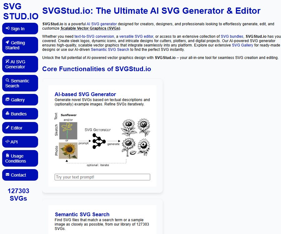 AI-powered SVG Generator, SVG Editor, and SVG Bundles