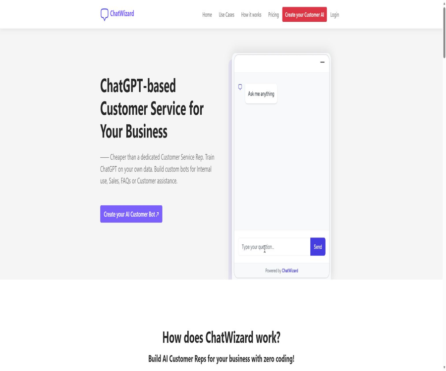 ChatWizardAI - Build a Custom ChatGPT for any Website