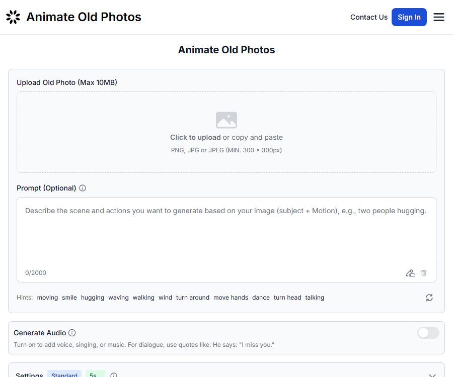 Animate Old Photos