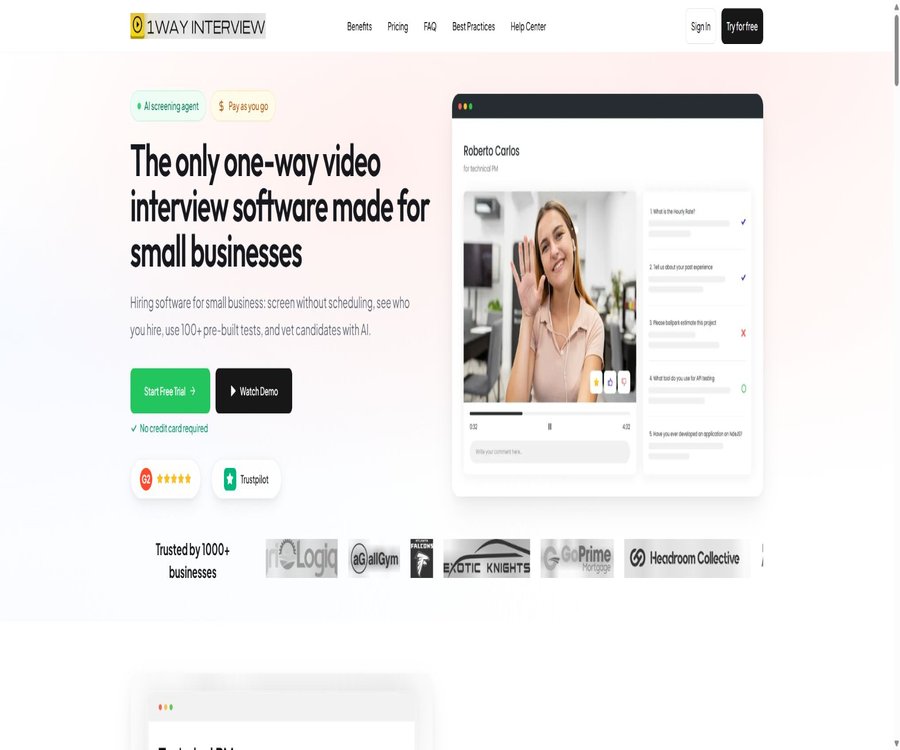 One Way Video Interview Software